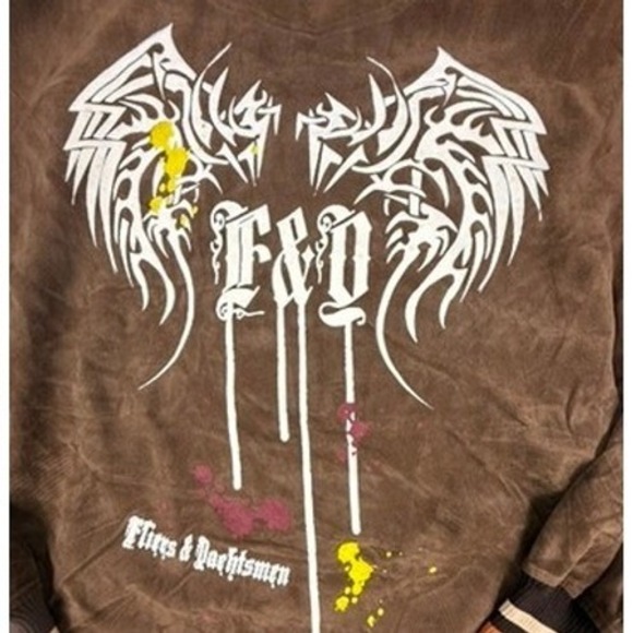 Vintage Fliers Yachtsmen's Brown Velour Zip Up Hoodie Jacket  2XL - Picture 7 of 11